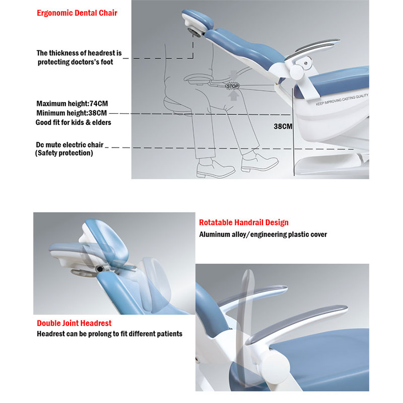 مجموعة كاملة من كرسي الأسنان الكهربائي S610 مع إمكانية تعديل الارتفاع